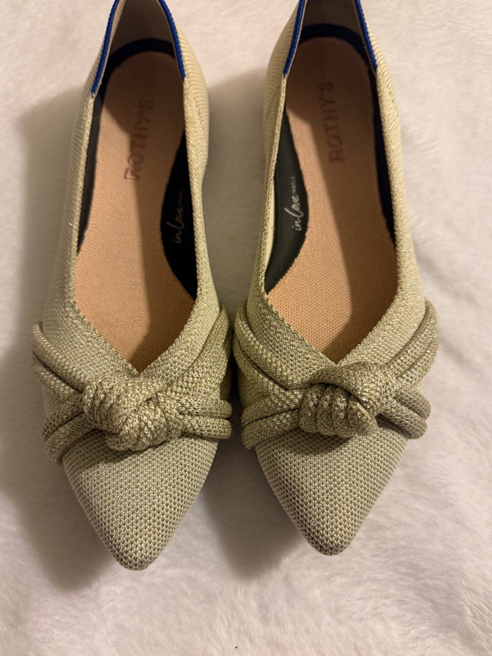 Rothy's Metallic Knot Flats. Glittery. RARE